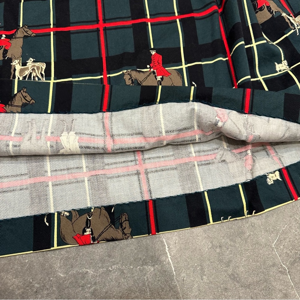 Norman vintage maxi skirt plaid equestrian green red black horse riding - Picture 9 of 11